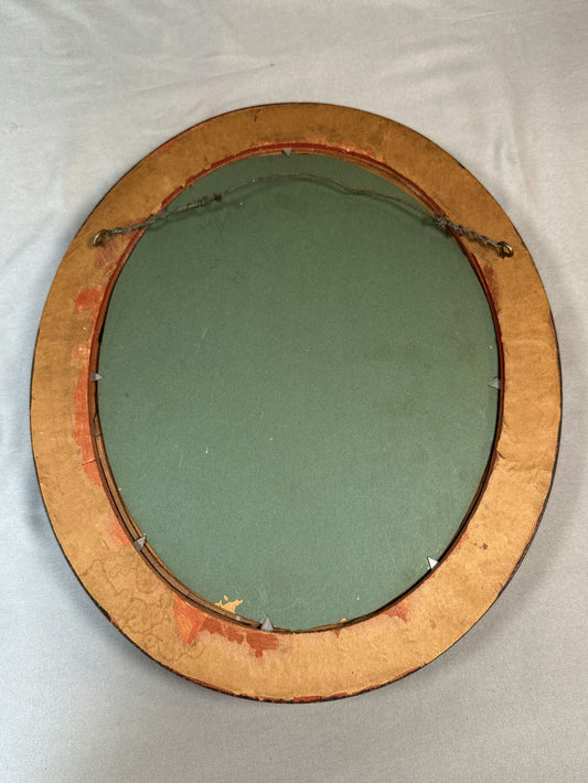 Antique Victorian La Mode Illustrée Paris Fashion Print Ornate Oval Gesso Frame