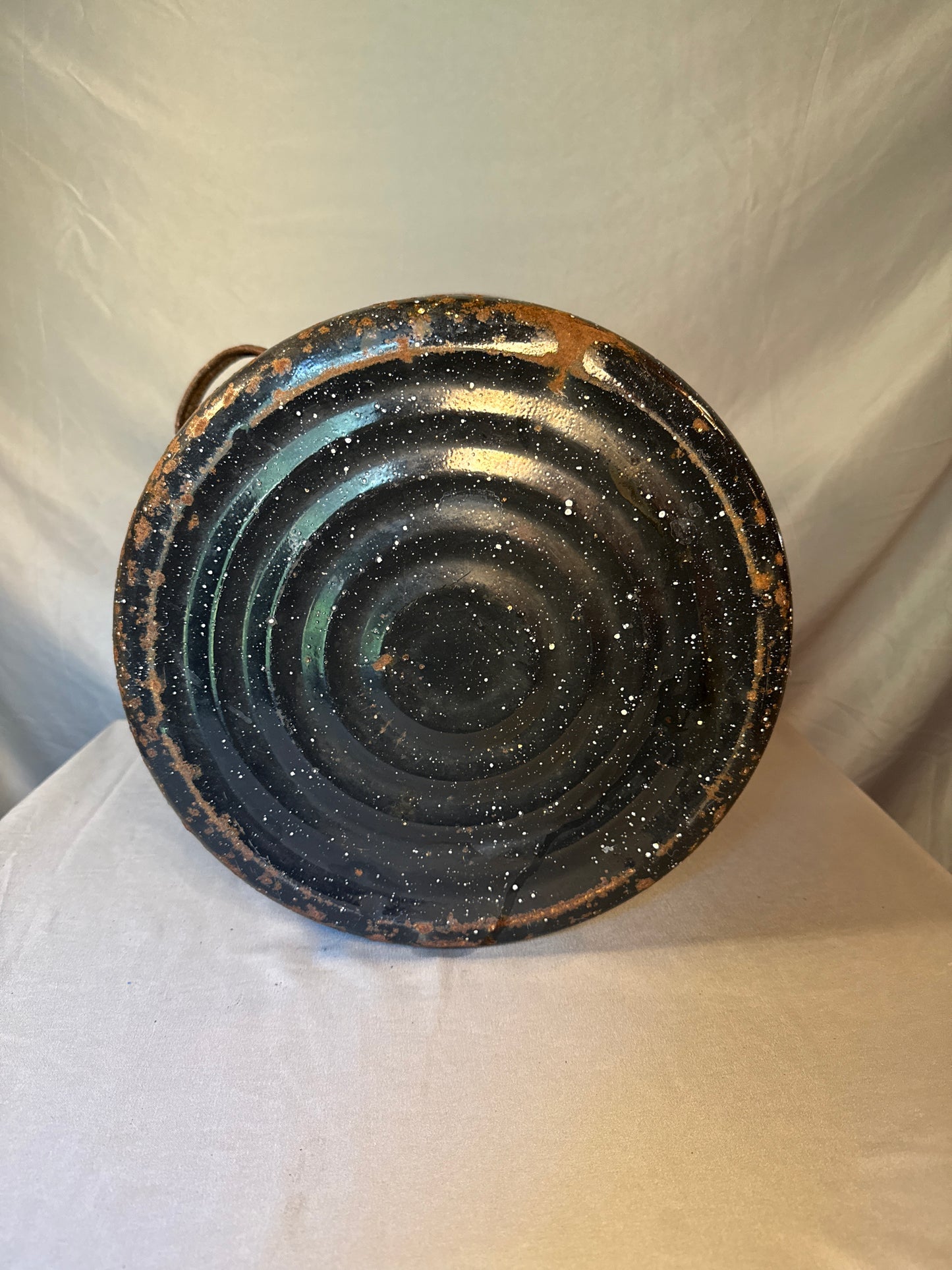 Vintage Graniteware Water Bath Canner Black Speckled Enamel w/ Lid & Rack