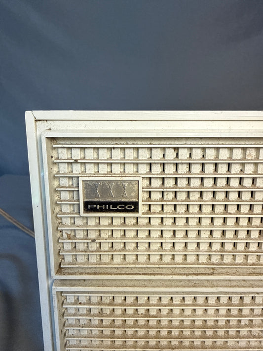 Vintage Philco AM Clock Radio Mid Century White Works Clock Radio Static
