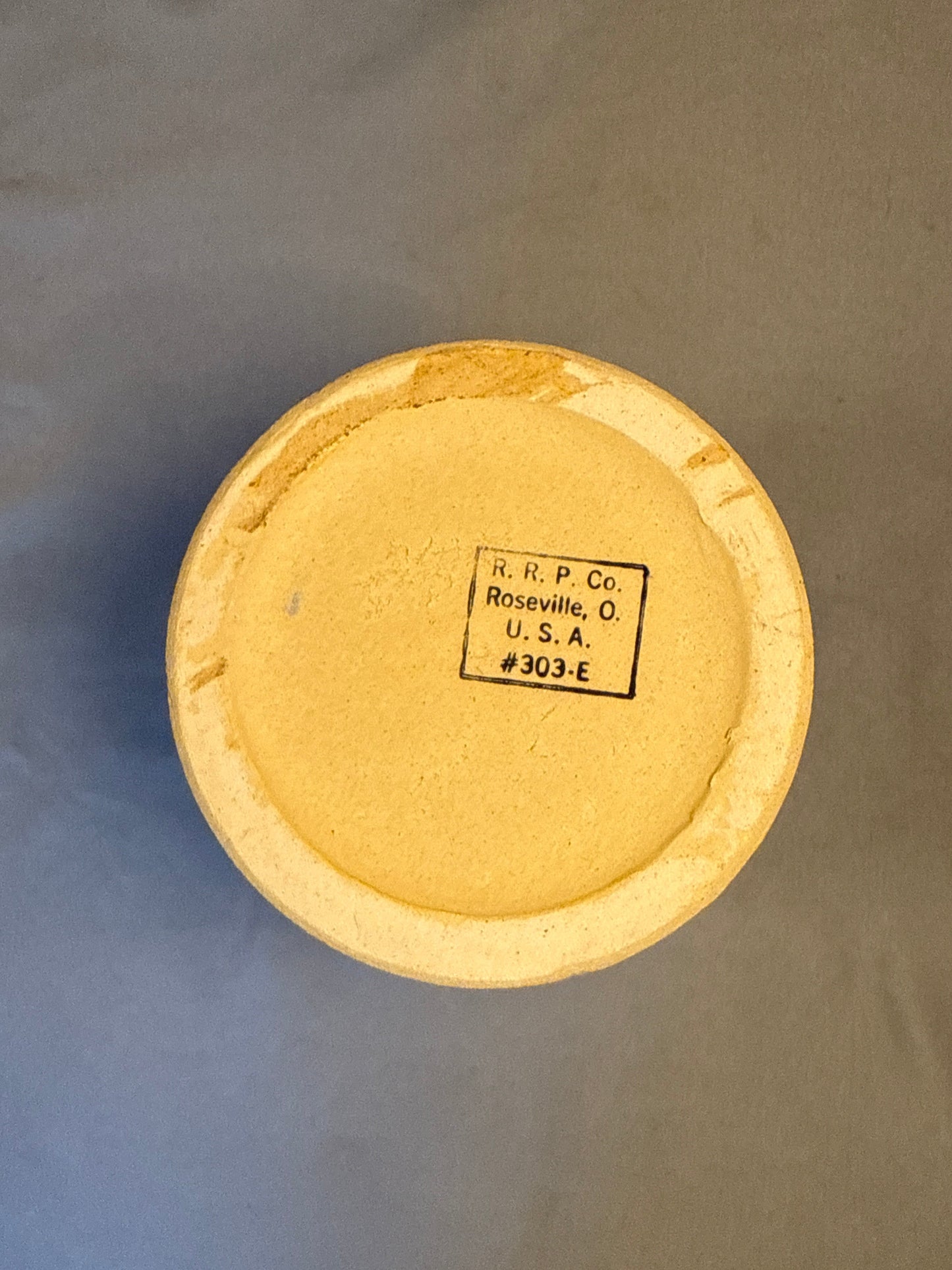 Vintage R.R.P. Roseville Ohio Blue Banded Stoneware Crock Utensil Holder #303-E