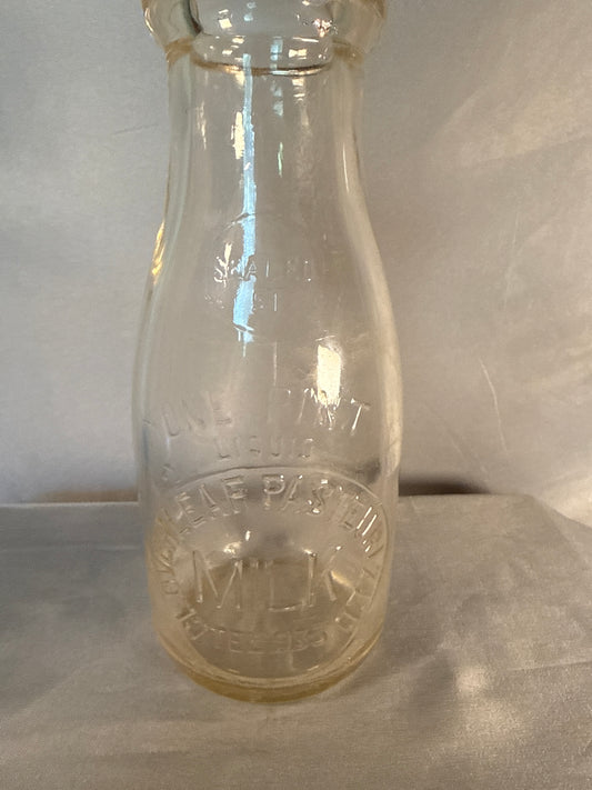 3 Vintage Embossed Dairy Milk Bottles Cloverleaf Union Dairy Union City TN