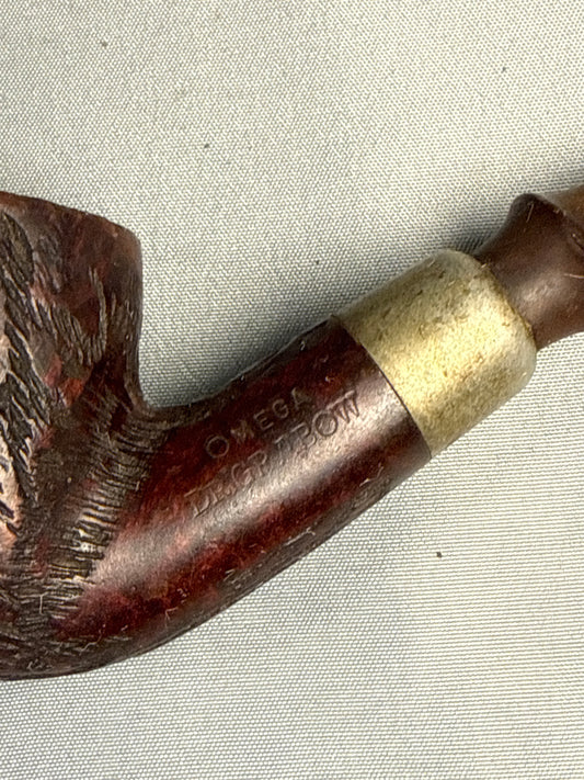Vintage 1970s Dr. Grabow Omega Imported Briar Rusticated Bent Billiard Estate Pipe