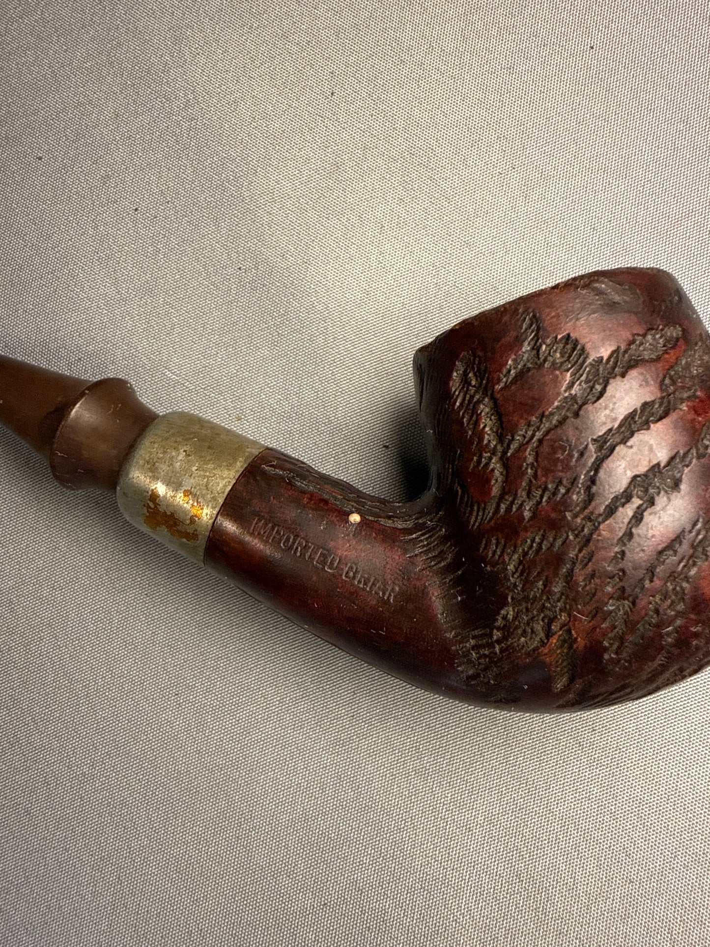 Vintage 1970s Dr. Grabow Omega Imported Briar Rusticated Bent Billiard Estate Pipe