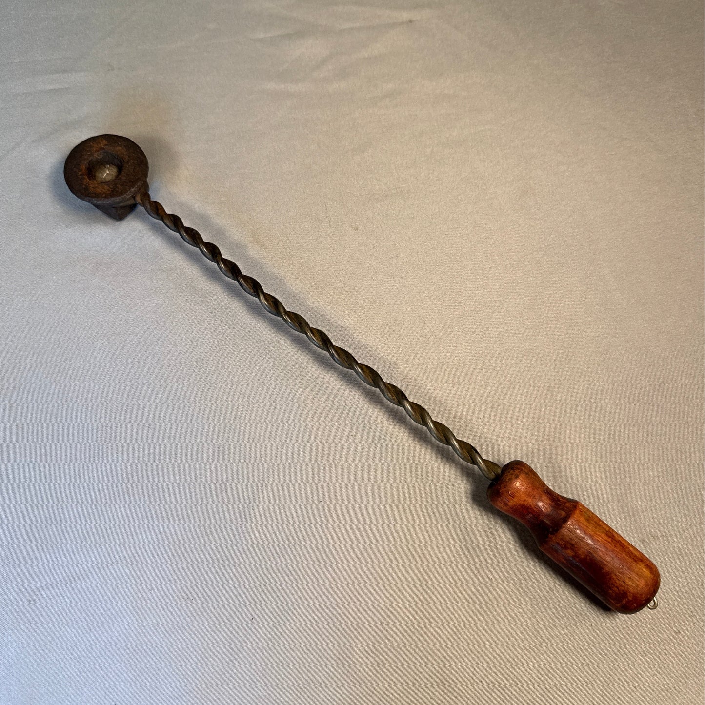 Vintage Cape Cod Fire Lighter Wand Twisted Iron Fireplace Starter Wood Handle