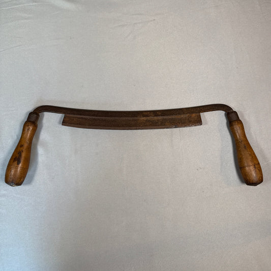 Antique Woodworking Drawknife with Wooden Handles Hand Forged Steel Blade