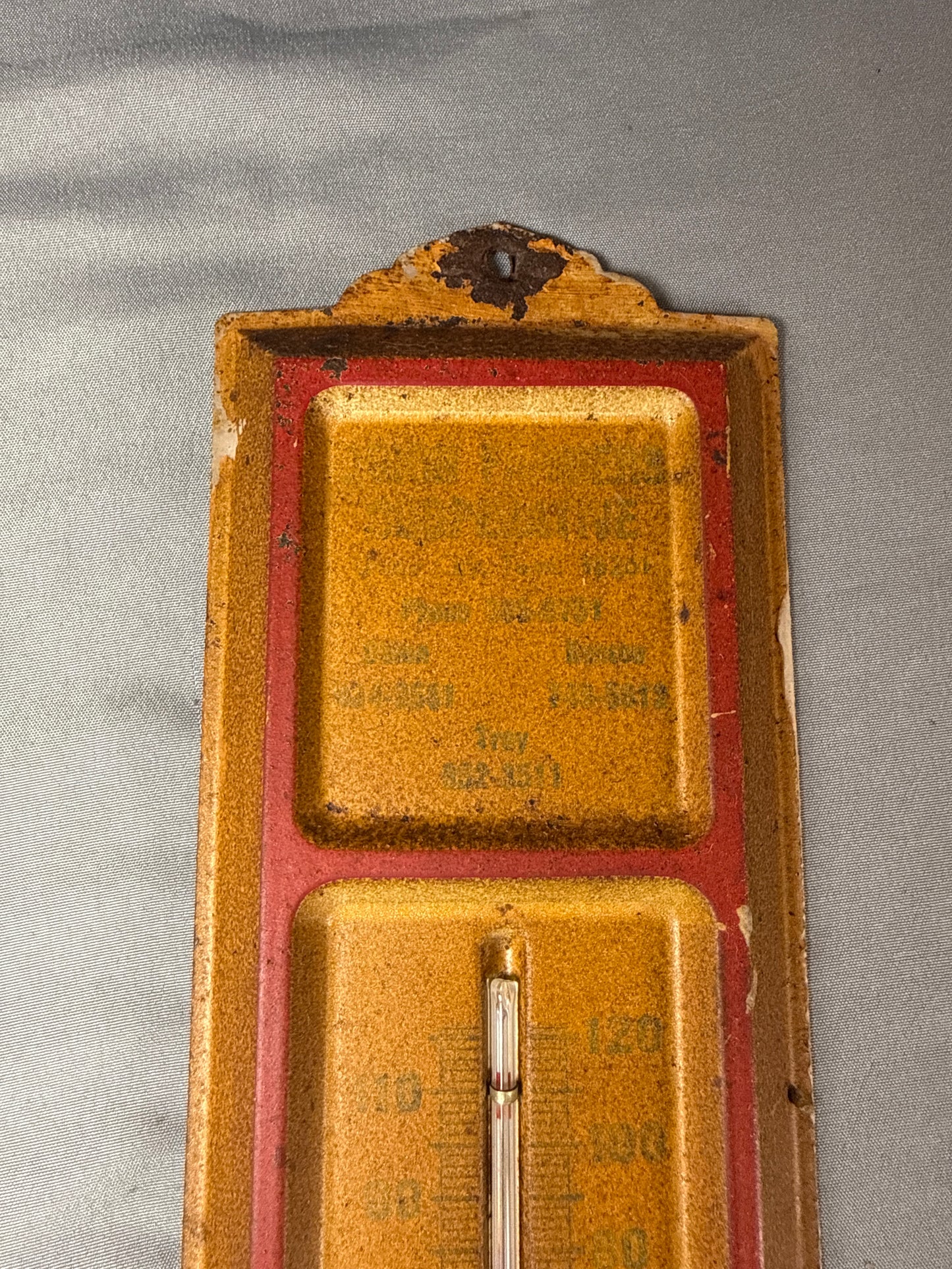 Vintage Co-Op Advertising Tin Thermometer Gold & Red Wall Mount