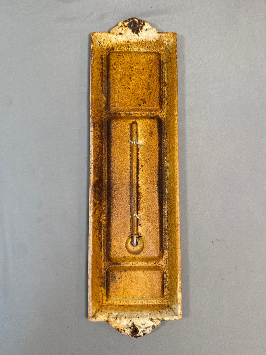 Vintage Co-Op Advertising Tin Thermometer Gold & Red Wall Mount