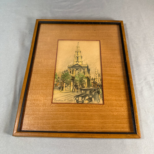 Vintage Marjorie C. Bates Framed Prints Pair – The Old Curiosity Shop & Church