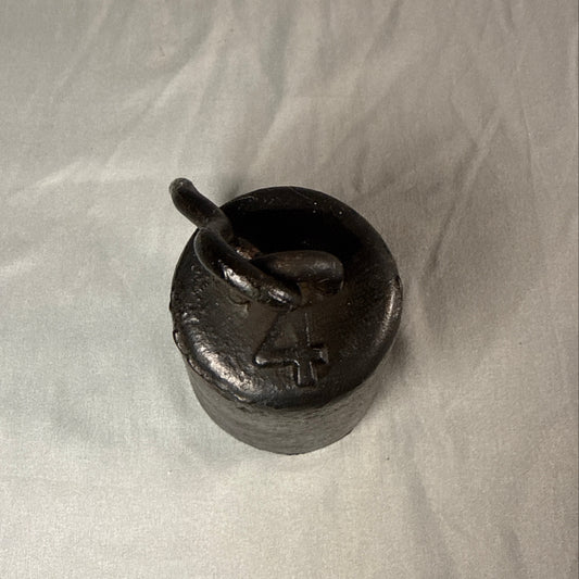 Antique 4lb Cast Iron Steelyard Scale Weight with Forged Iron Hanging Hook