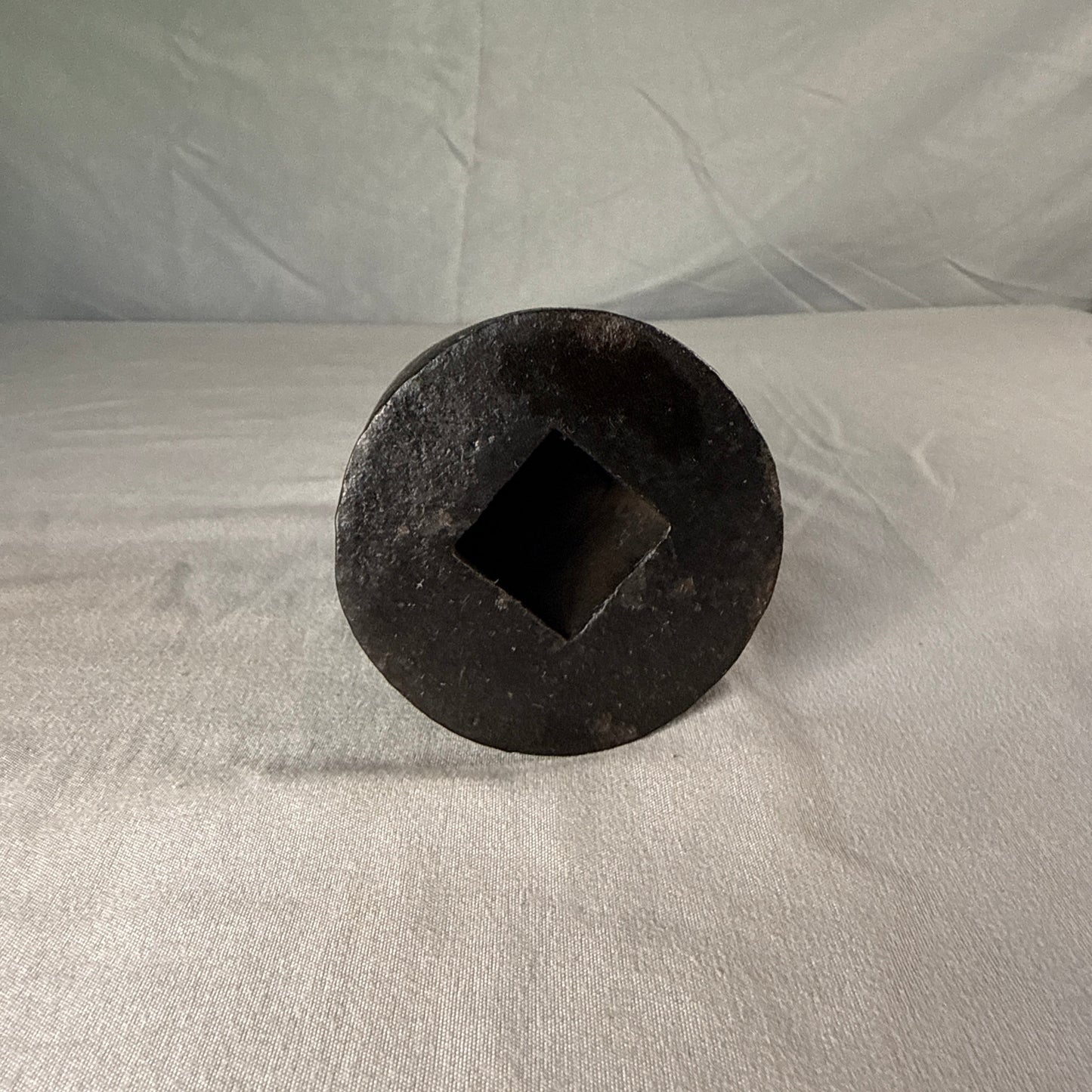 Antique 4lb Cast Iron Steelyard Scale Weight with Forged Iron Hanging Hook