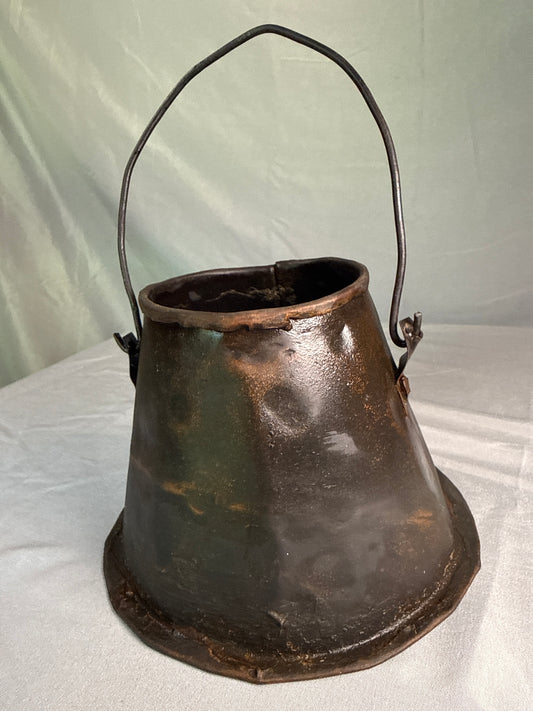 Antique Tin Bucket with Wire Bail Handle