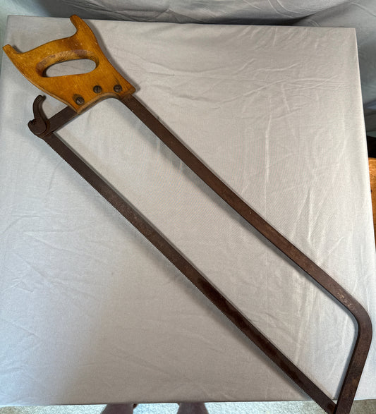 Antique Hand Hacksaw Wood Handle Primitive Blacksmith Machinist Tool