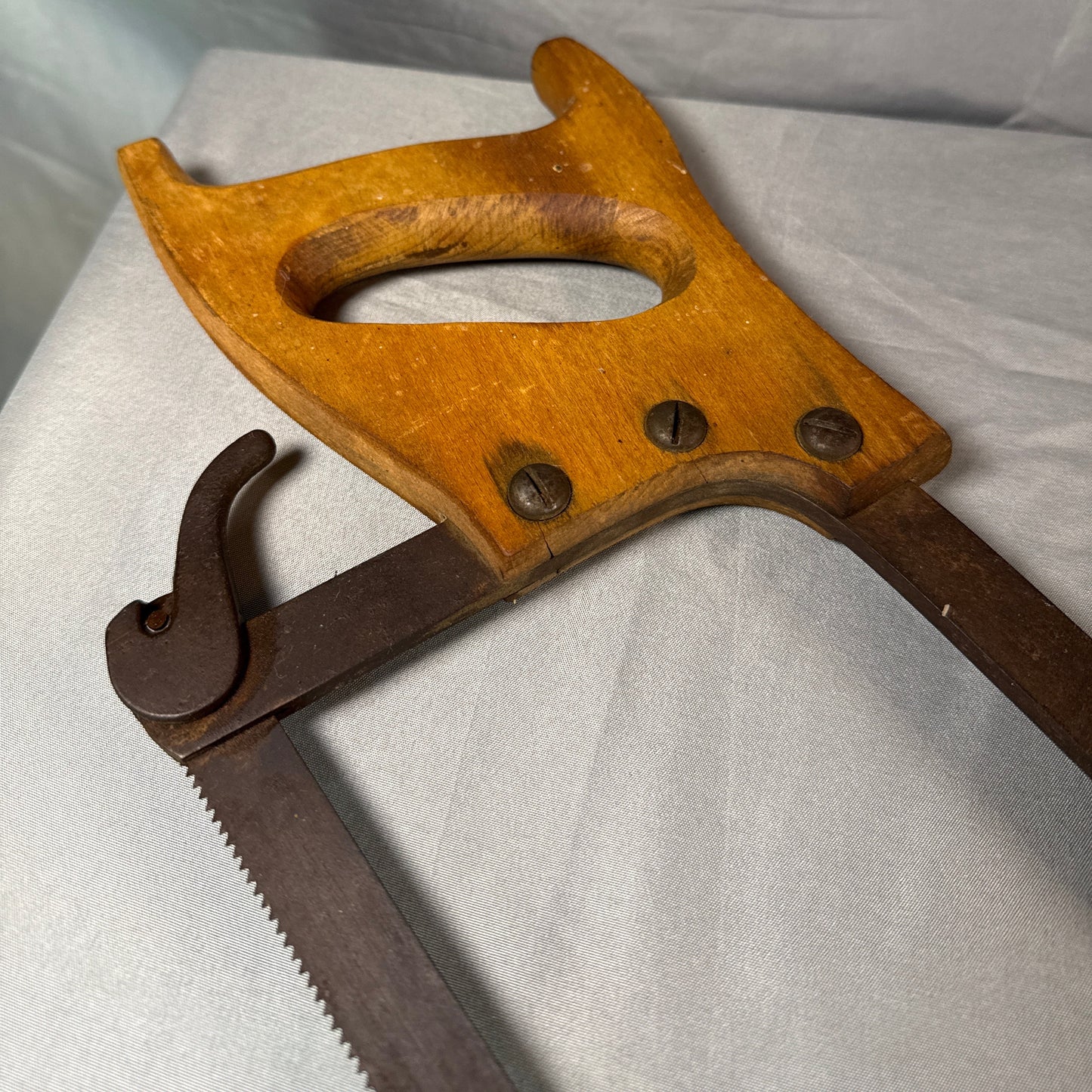 Antique Hand Hacksaw Wood Handle Primitive Blacksmith Machinist Tool