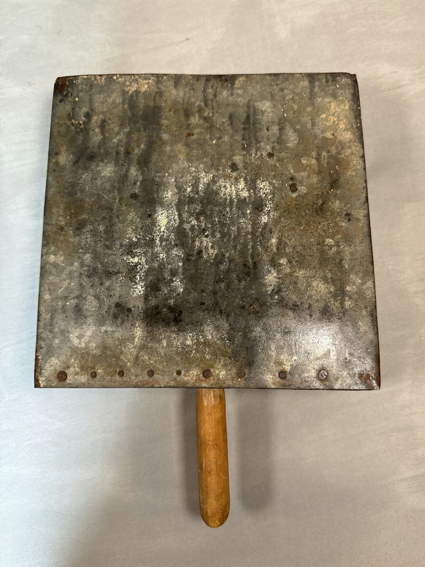 Vintage Galvanized Metal Feed Scoop with Wooden Handle
