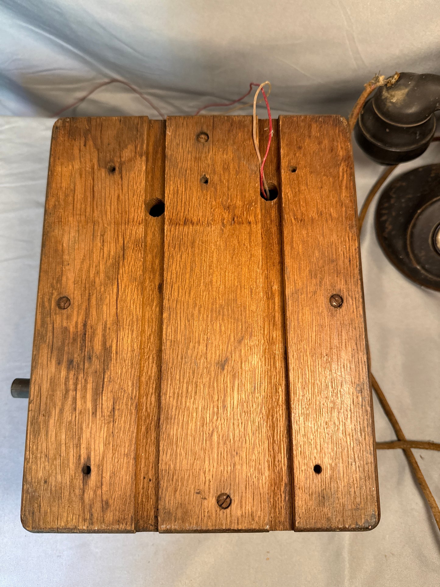 Antique Magneto Desk Set Wood Ringer Box & Telephone Base - Restoration Project