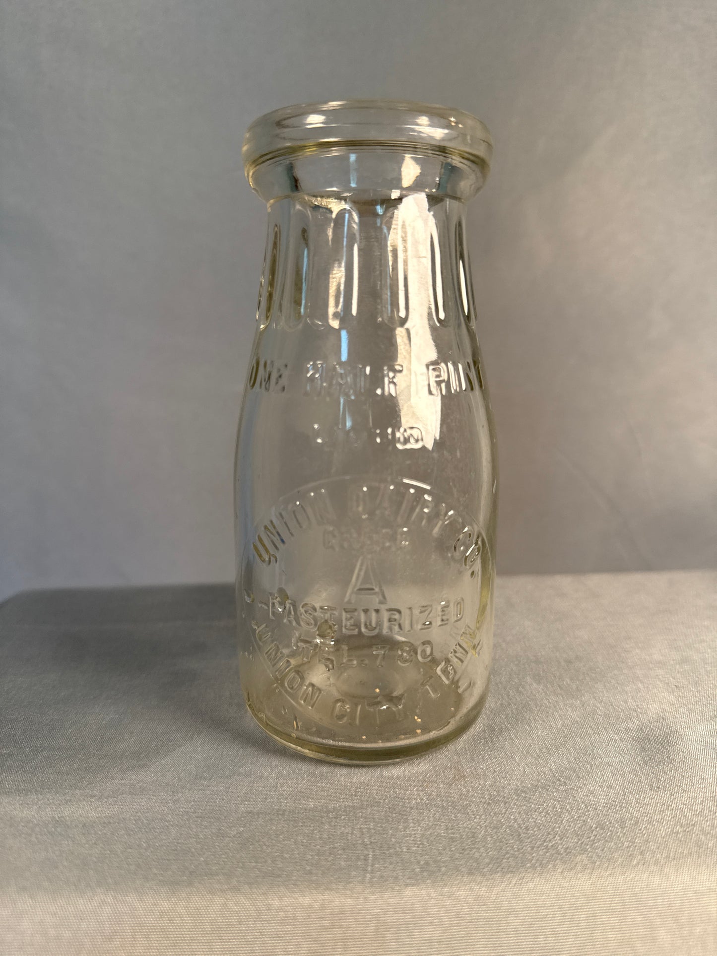 3 Vintage Embossed Dairy Milk Bottles Cloverleaf Union Dairy Union City TN