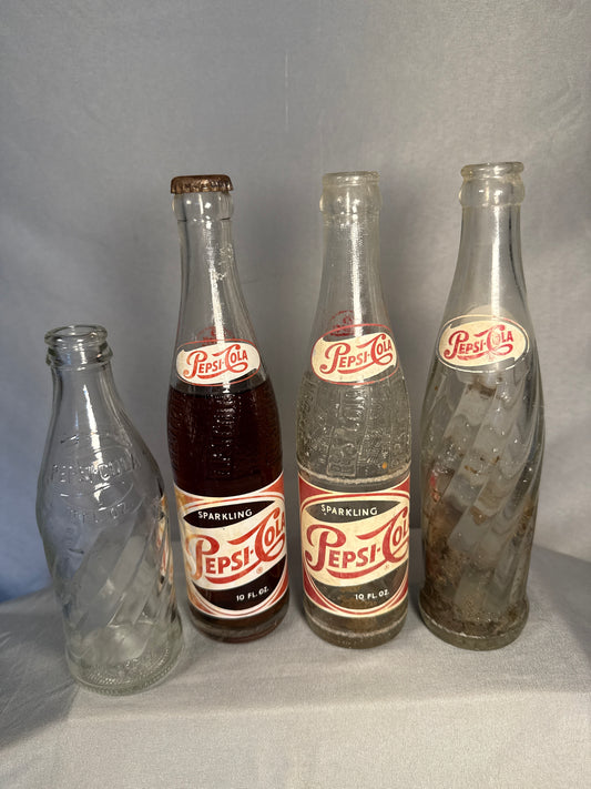 11 Vintage Soda Bottles Coca-Cola Pepsi Dr Pepper Royal Crown RC Cola Lot