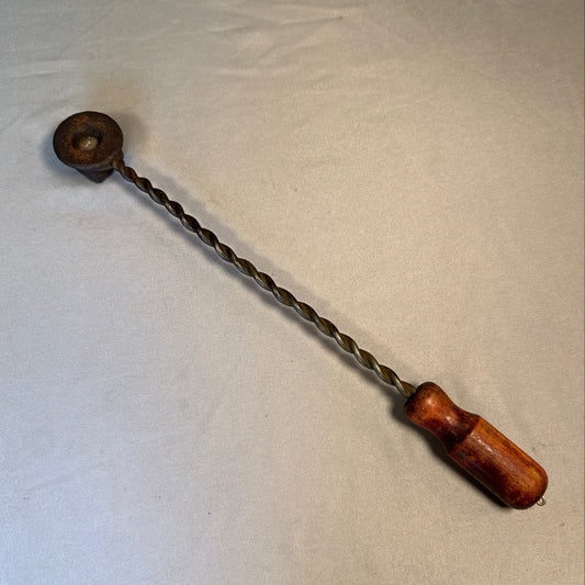 Vintage Cape Cod Fire Lighter Wand Twisted Iron Fireplace Starter Wood Handle