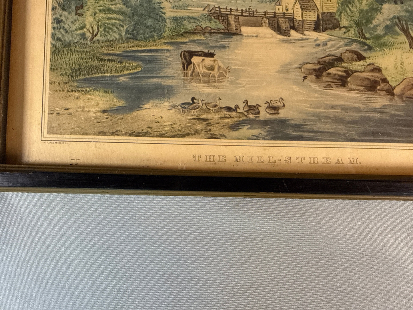 Vintage Currier & Ives "The Mill-Stream" Framed Landscape Reprint Print