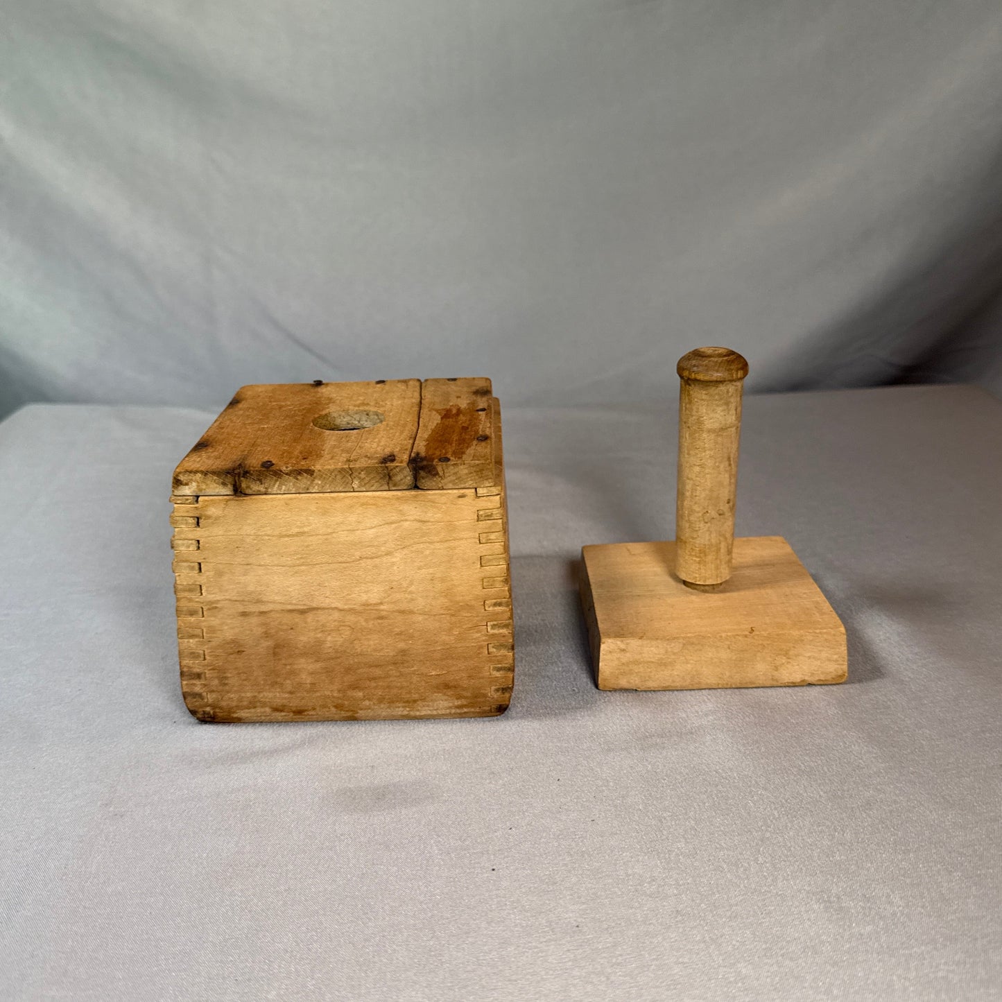 Antique Wooden Butter Mold Press 8 Point Star Primitive Farmhouse Kitchen Tool