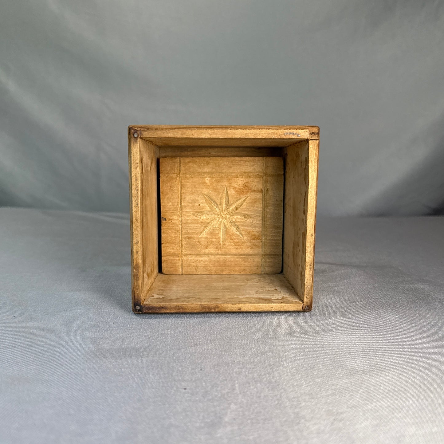 Antique Wooden Butter Mold Press 8 Point Star Primitive Farmhouse Kitchen Tool