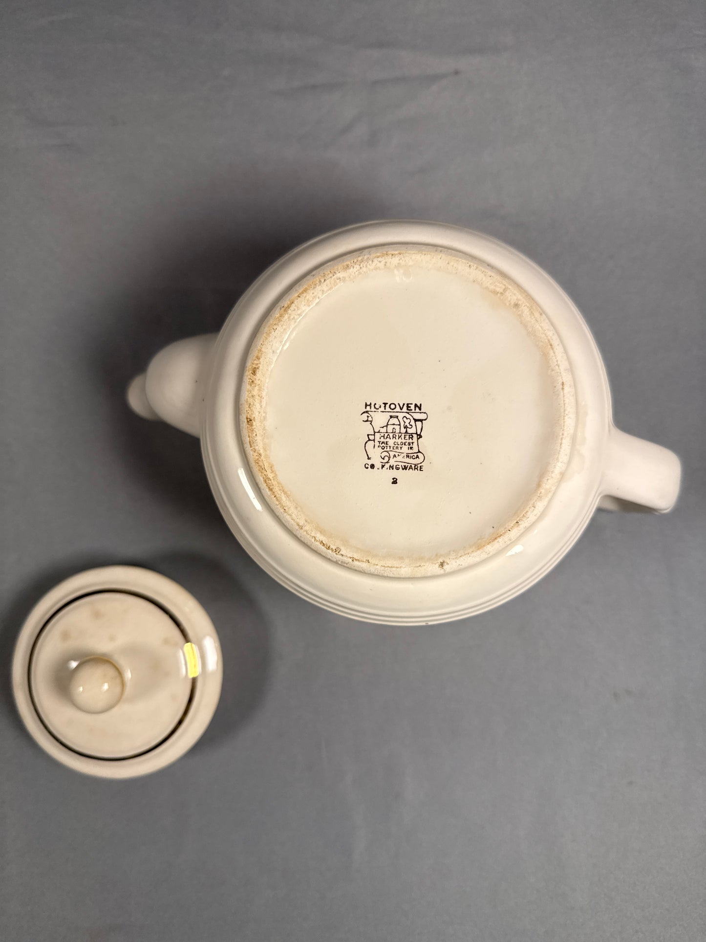 Vintage Harker Pottery Petit Point Teapot w/ Lid Hotoven Floral Ceramic Made in USA