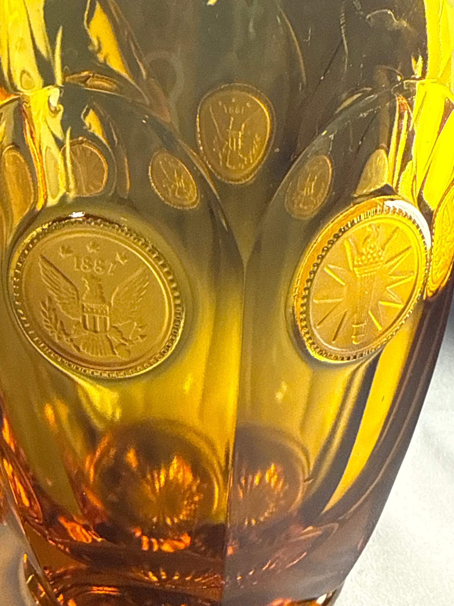 Vintage Fostoria Amber Coin Glass 10-Piece Estate Lot - Pitcher, Bowls, Vases, Lidded Dishes