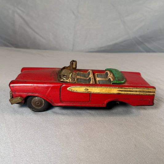 Vintage 1950s Japanese Tin Litho Friction Convertible Toy Car