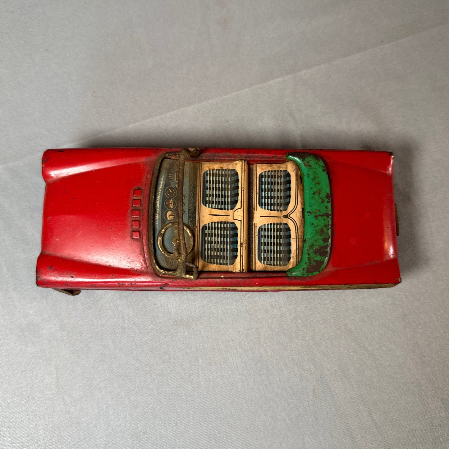 Vintage 1950s Japanese Tin Litho Friction Convertible Toy Car