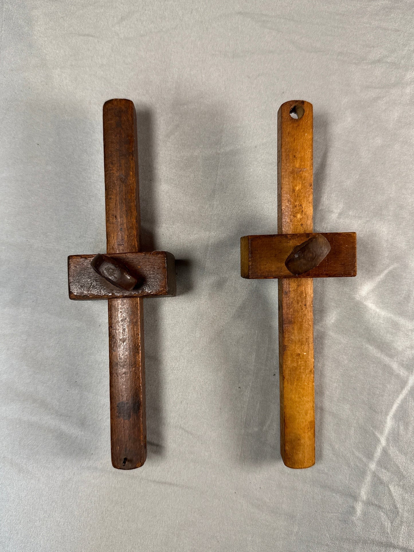 Antique Wooden Marking Gauge Lot of 2 Carpenter's Scribe Adjustable Measuring Tool