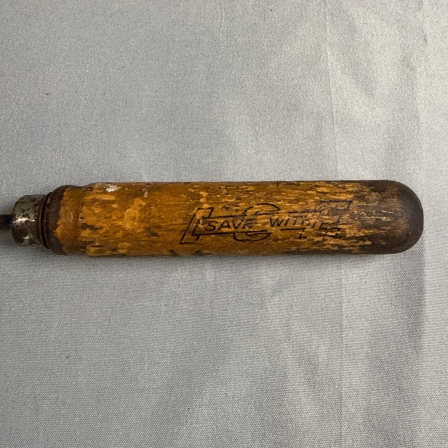 Antique Advertising Ice Pick with Wooden Handle Primitive Kitchen Tool Vintage