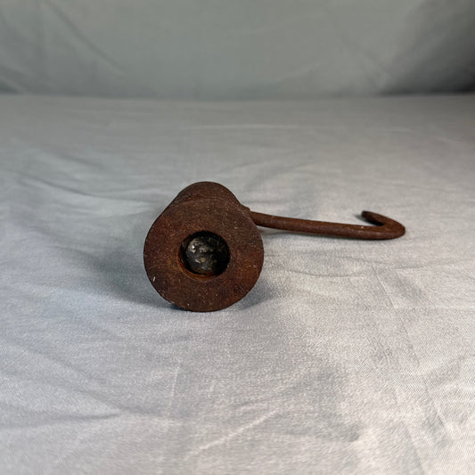 Antique 1 lb Cast Iron Hanging Scale Weight with Hook Primitive Farm Tool
