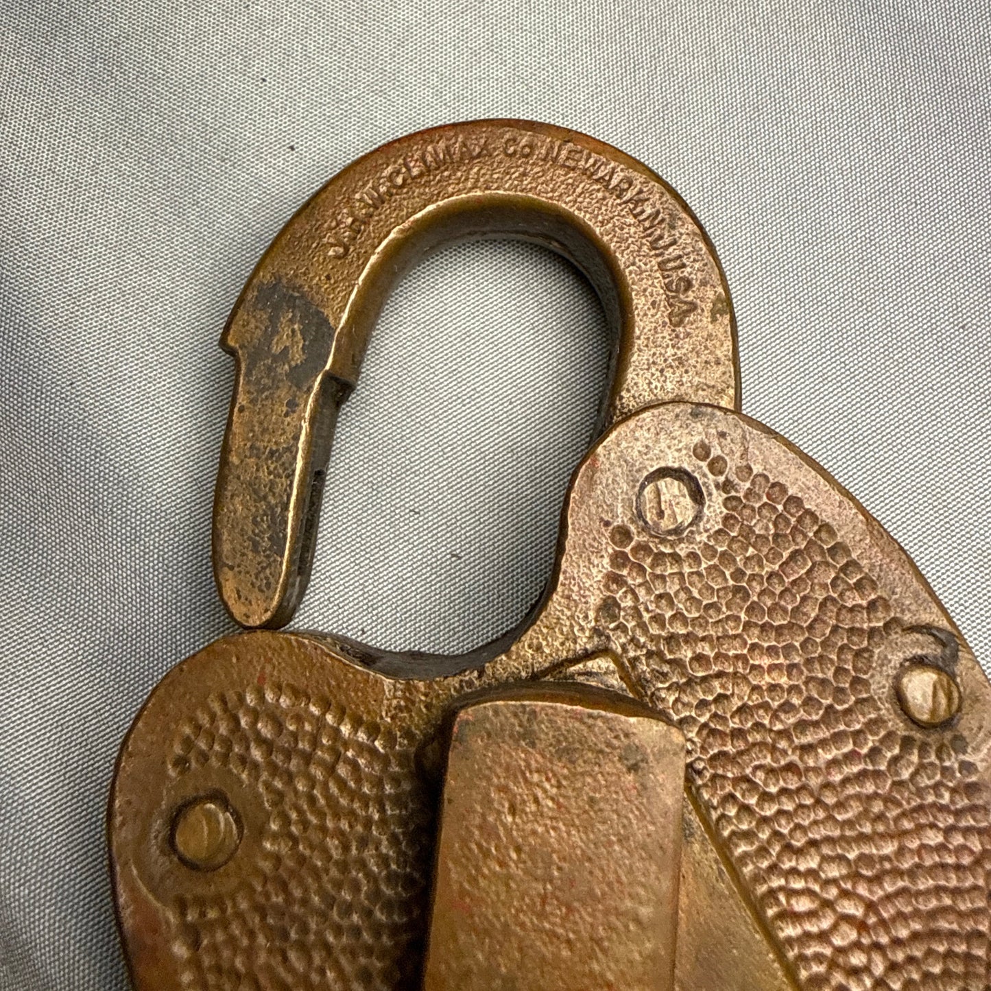Antique J.H.W. Climax Co Newark NJ Heart Padlock Pair - Scandinavian Style Brass Lock