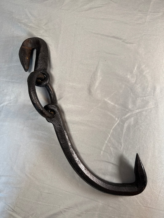 Antique Forged Iron Meat Hook Hanging Butcher Farm Barn Primitive Rustic Tool