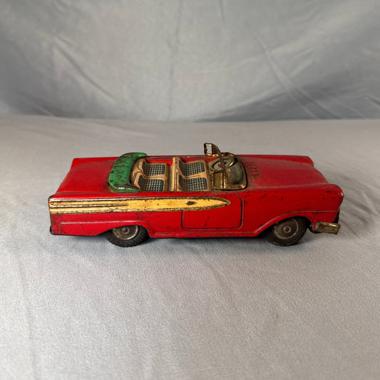 Vintage 1950s Japanese Tin Litho Friction Convertible Toy Car