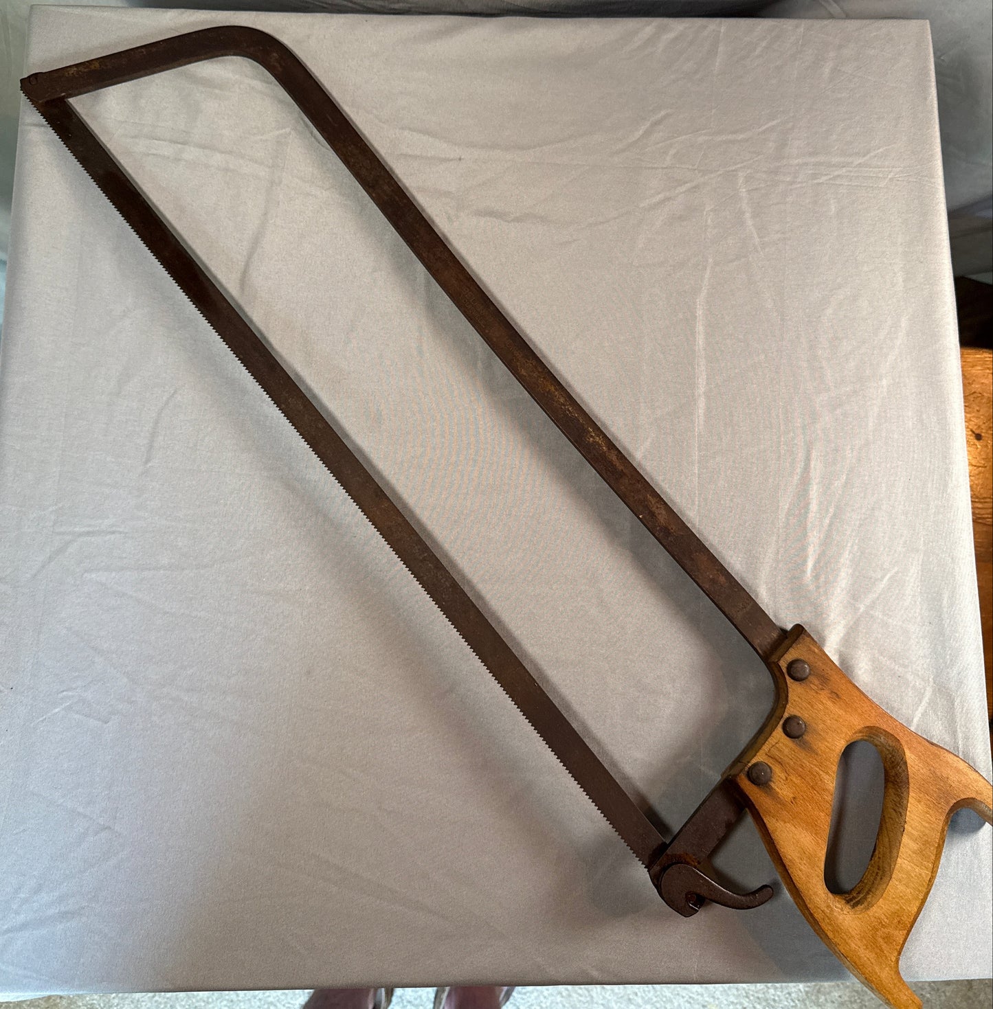 Antique Hand Hacksaw Wood Handle Primitive Blacksmith Machinist Tool