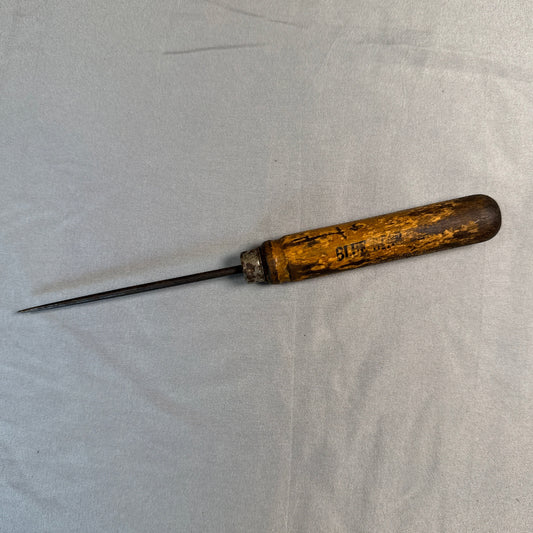 Antique Advertising Ice Pick with Wooden Handle Primitive Kitchen Tool Vintage