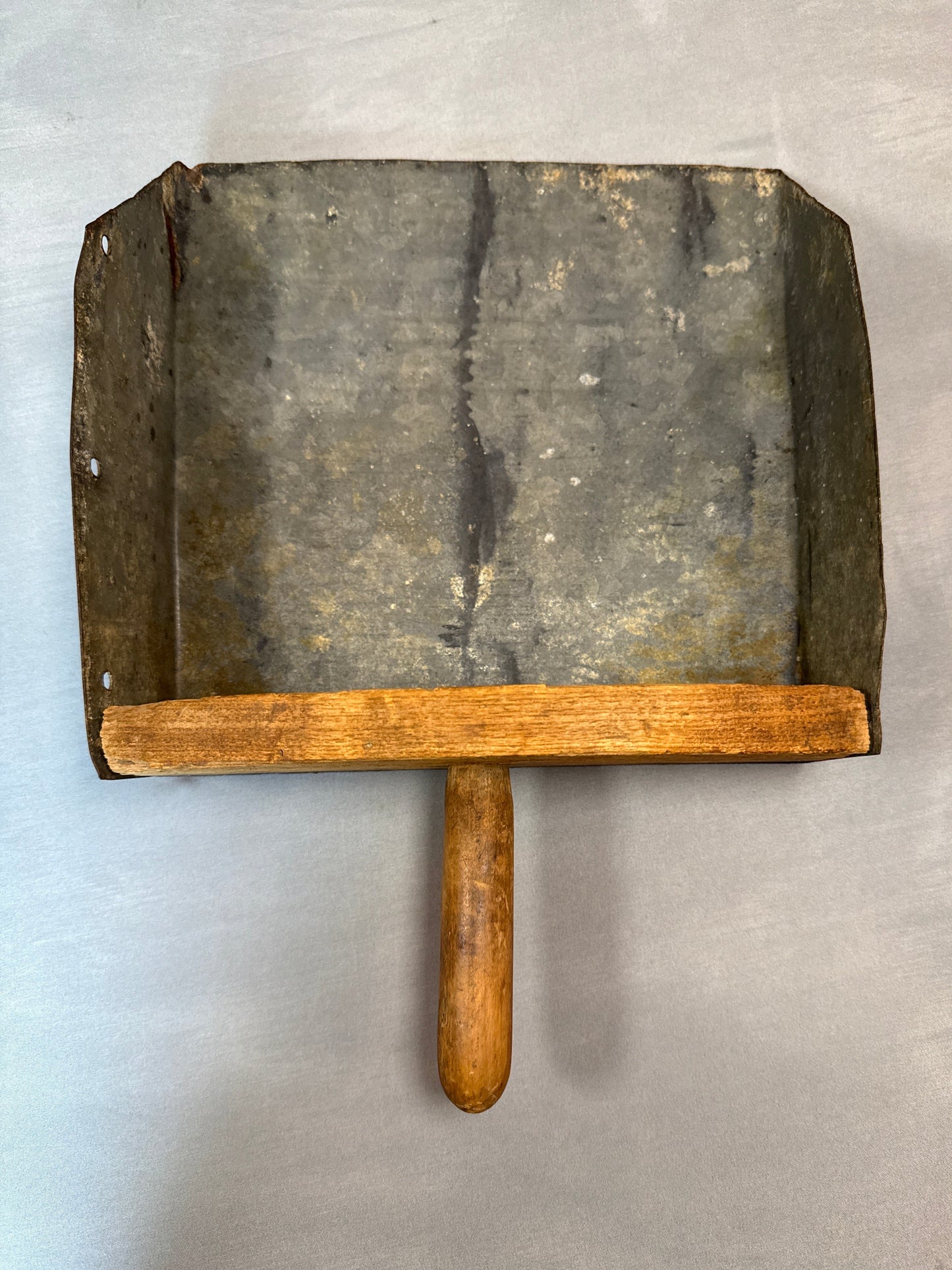 Vintage Galvanized Metal Feed Scoop with Wooden Handle