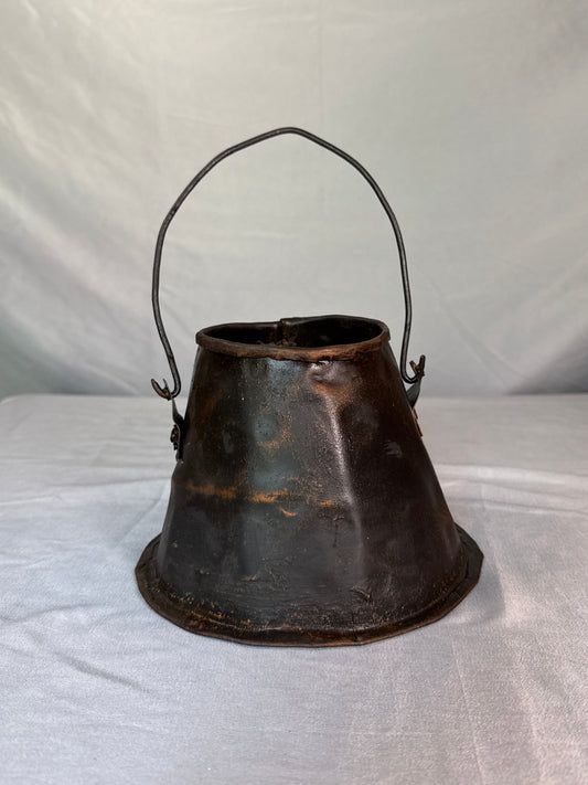 Antique Tin Bucket with Wire Bail Handle
