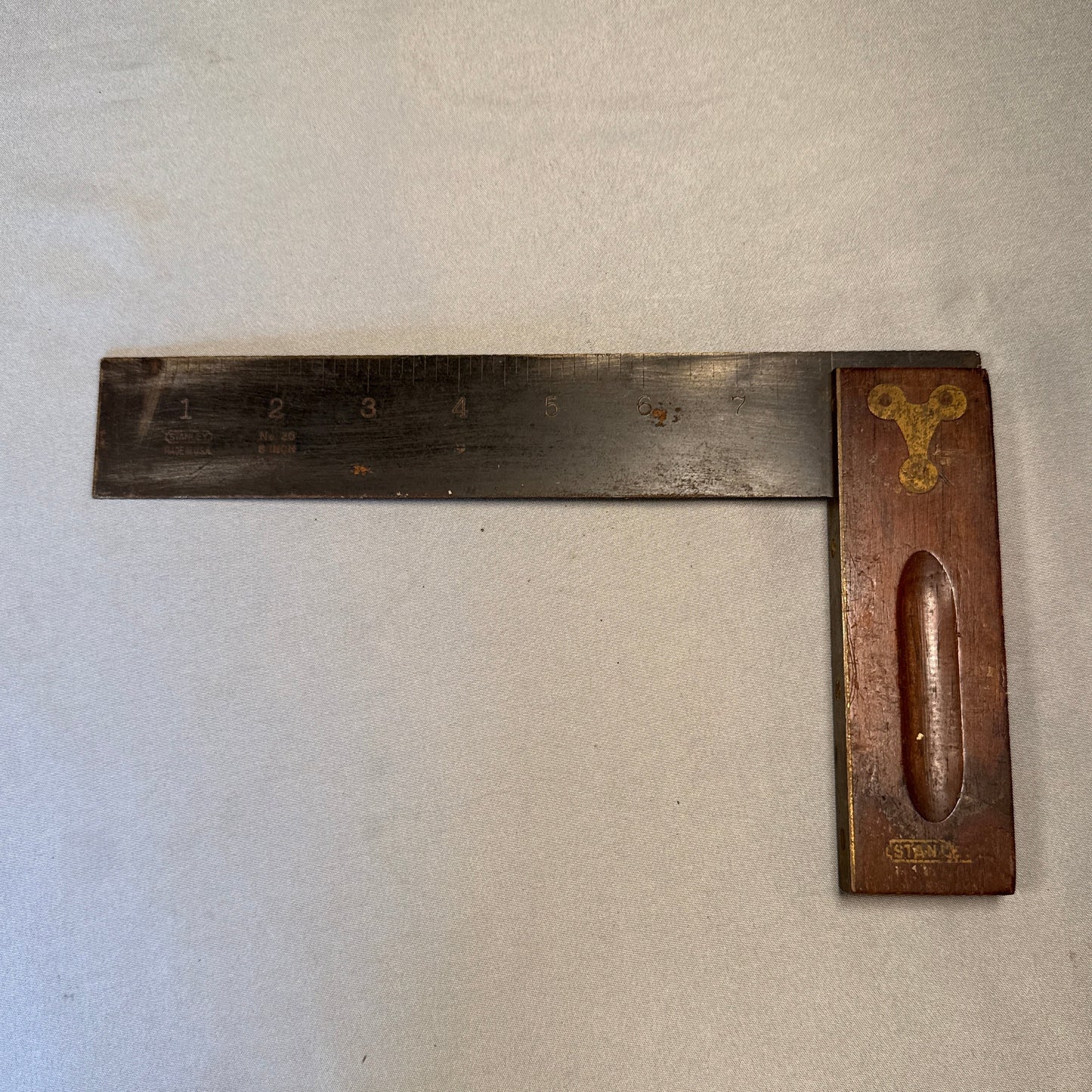 Vintage Stanley No 20 Sweetheart Try Square 8" Rosewood Brass Carpenter Tool