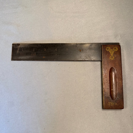 Vintage Stanley No 20 Sweetheart Try Square 8" Rosewood Brass Carpenter Tool