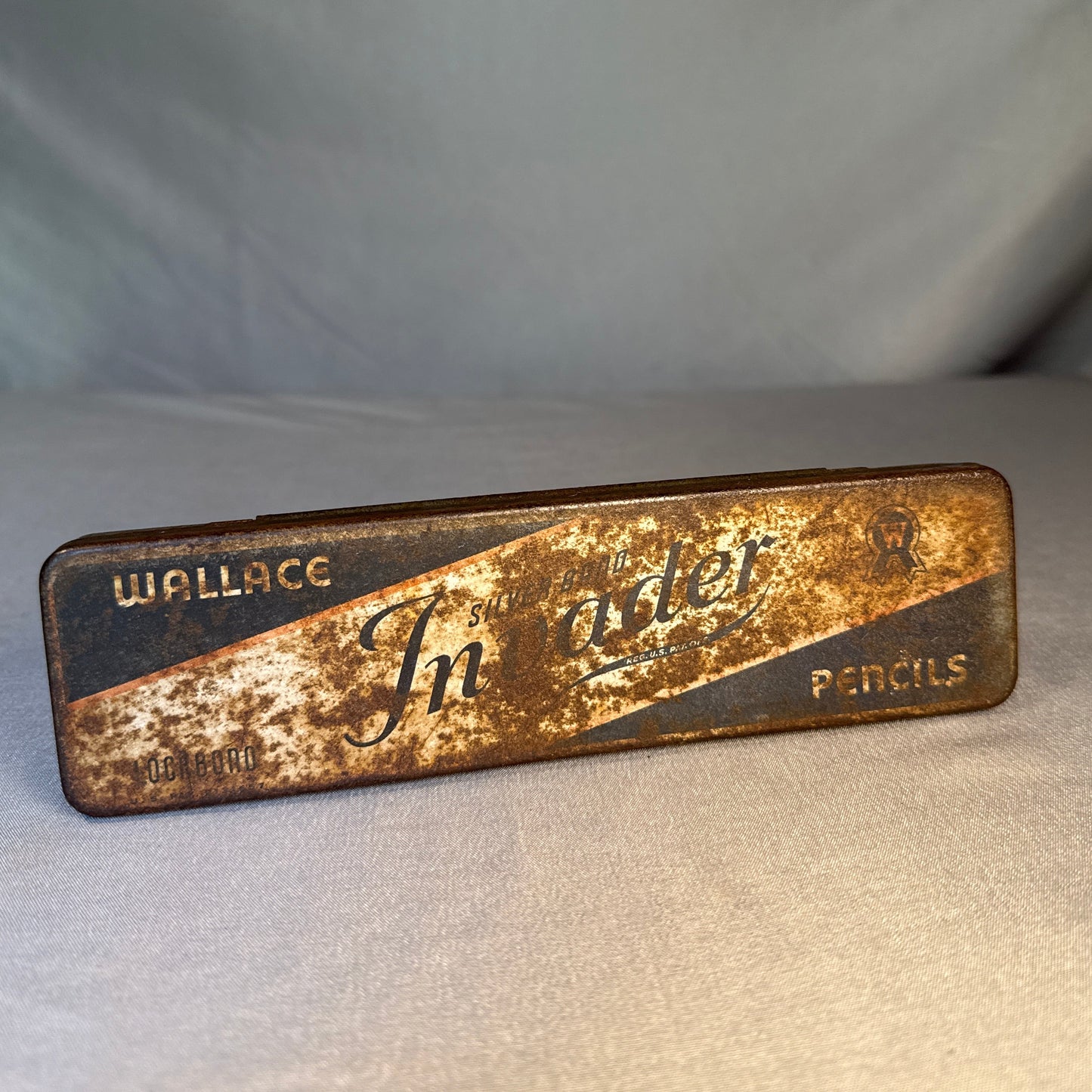 Vintage Wallace Invader Pencil Tin Box St. Louis Advertising Collectible Metal Case