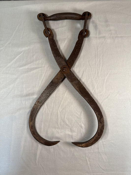 Antique Primitive Iron Ice Block Tongs Farm Tool