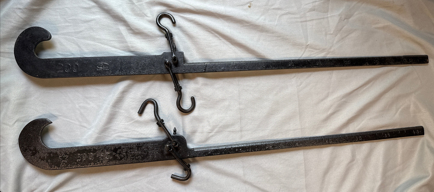 Lot of 2 Vintage PEXD 200 lb Hanging Balance Scales – Made in USA