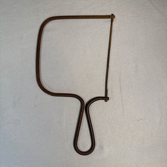 Antique Hand Forged Coping Saw Fret Saw with Original Steel Frame