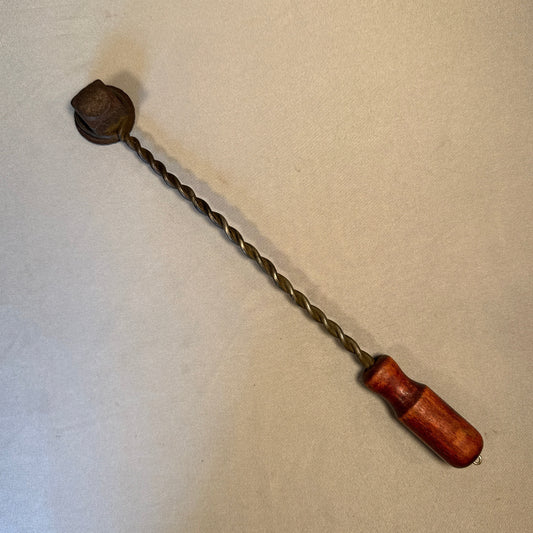 Vintage Cape Cod Fire Lighter Wand Twisted Iron Fireplace Starter Wood Handle