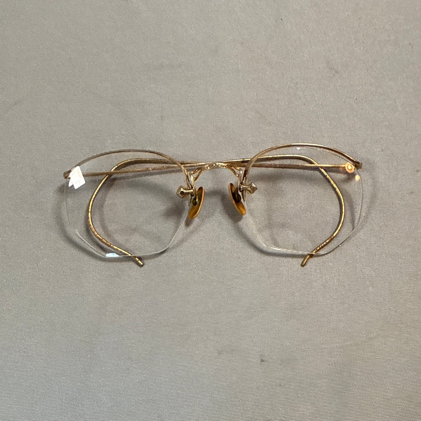 Vintage American Optical AO 1/10 12 KGP Rimless Gold Plate Eyeglasses