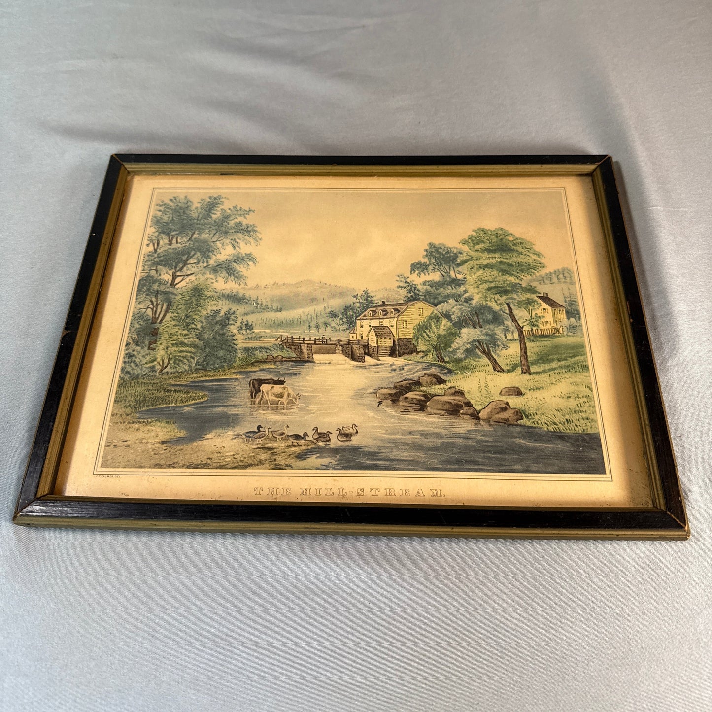Vintage Currier & Ives "The Mill-Stream" Framed Landscape Reprint Print