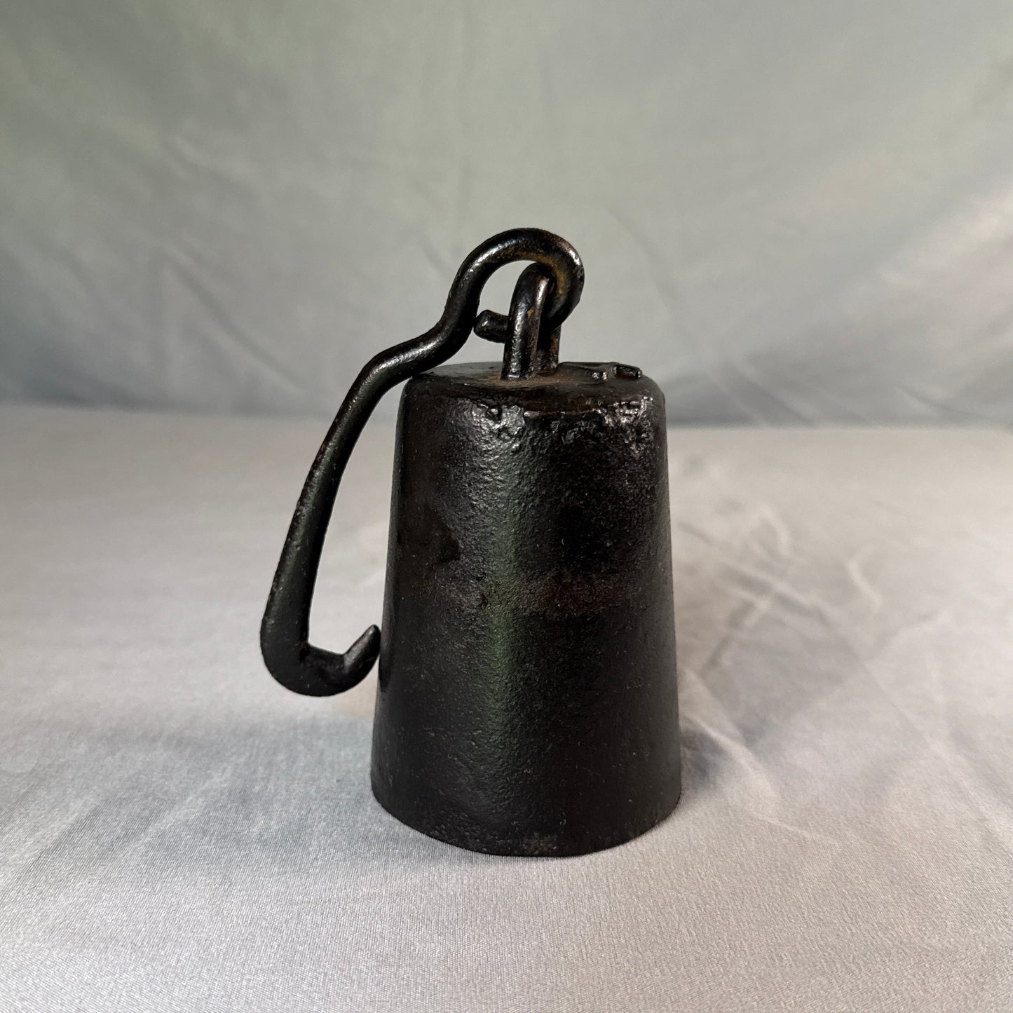 Antique 4lb Cast Iron Steelyard Scale Weight with Forged Iron Hanging Hook