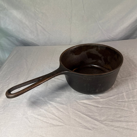 Antique Unmarked Cast Iron 2 Qt Saucepan Deep Skillet Gate Style Handle